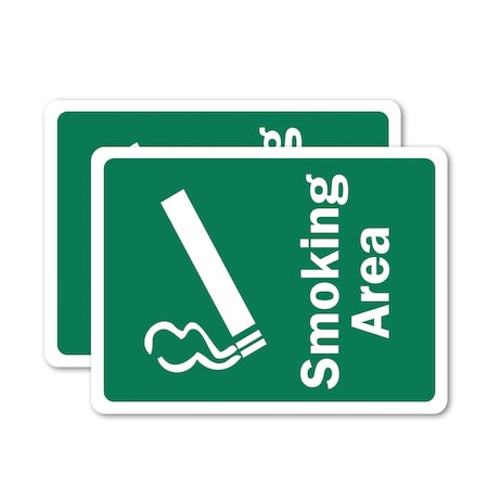 Signmission Smoking Area, 7 in W x Rectangle, Vinyl Decal OS-2PACK-MISC-D-57-L-19516